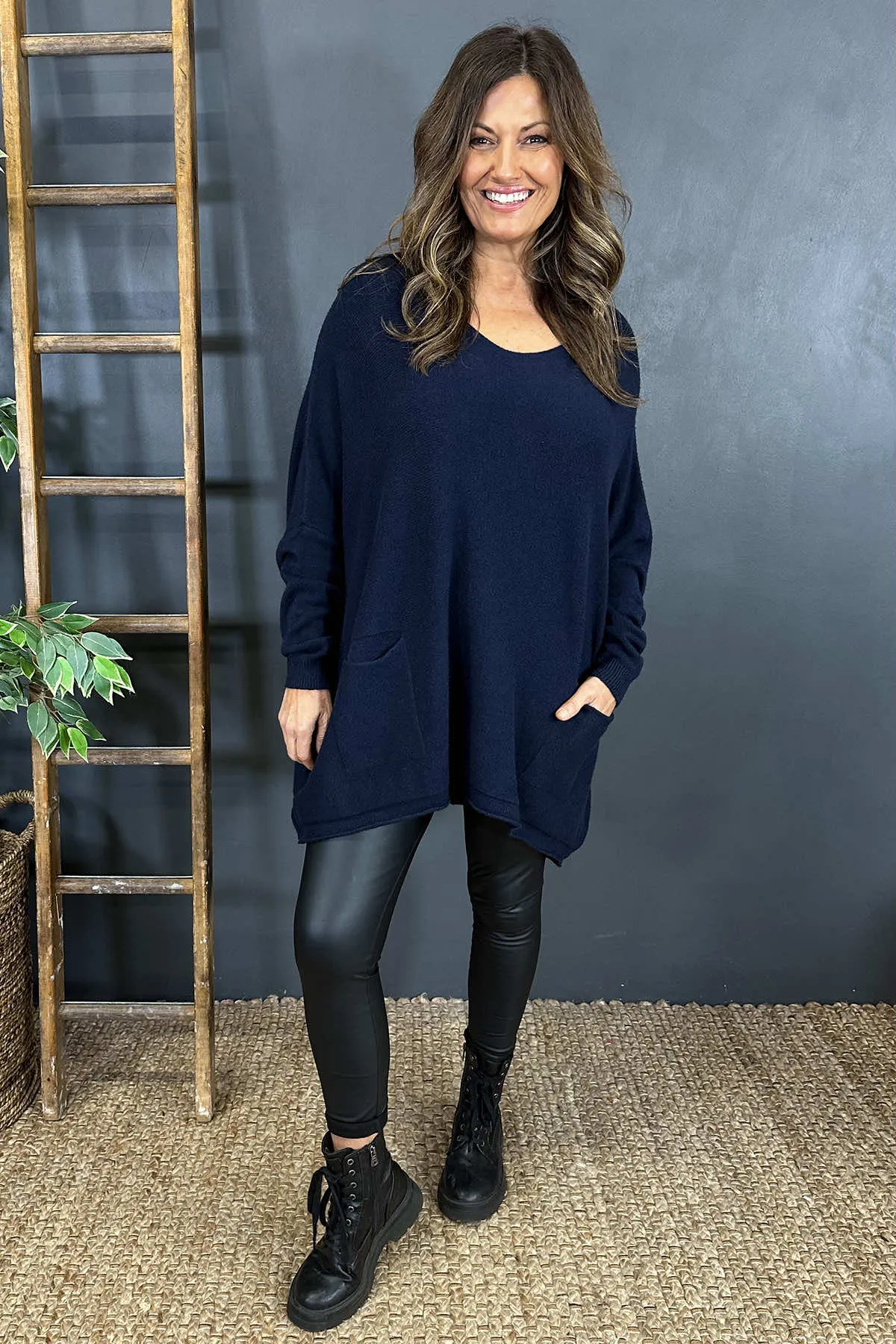 Vienna Pocket Knitted Jumper Navy