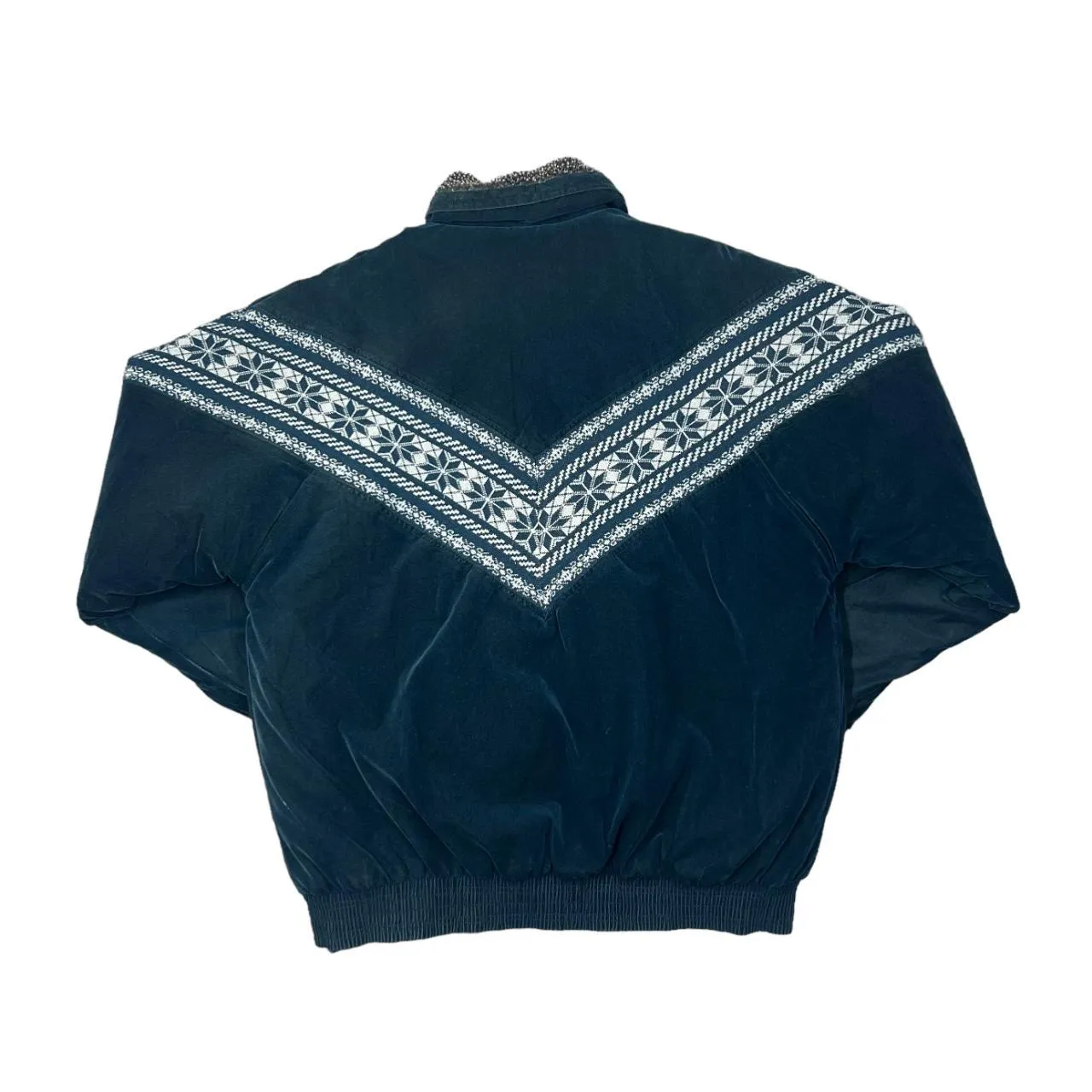 Vintage 90's WUDIPOS Patterned Woven Panel Sherpa Collared Suede Effect Padded Bomber Jacket