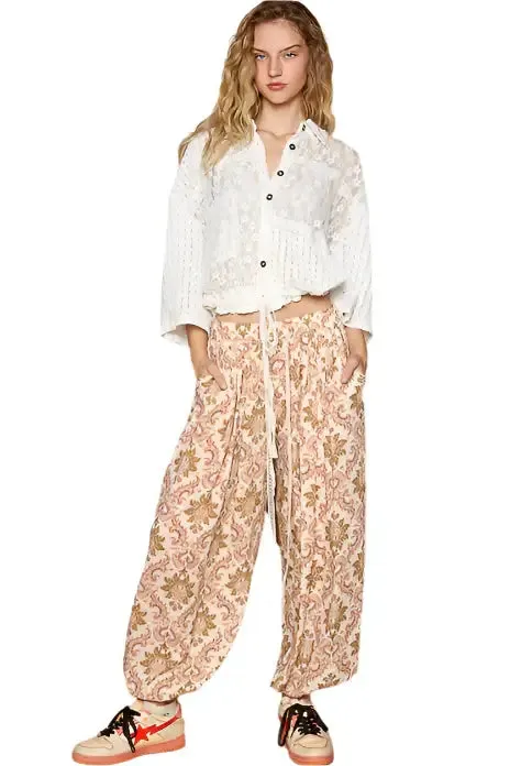 Vintage Lace Cropped Jacket Top - Off White