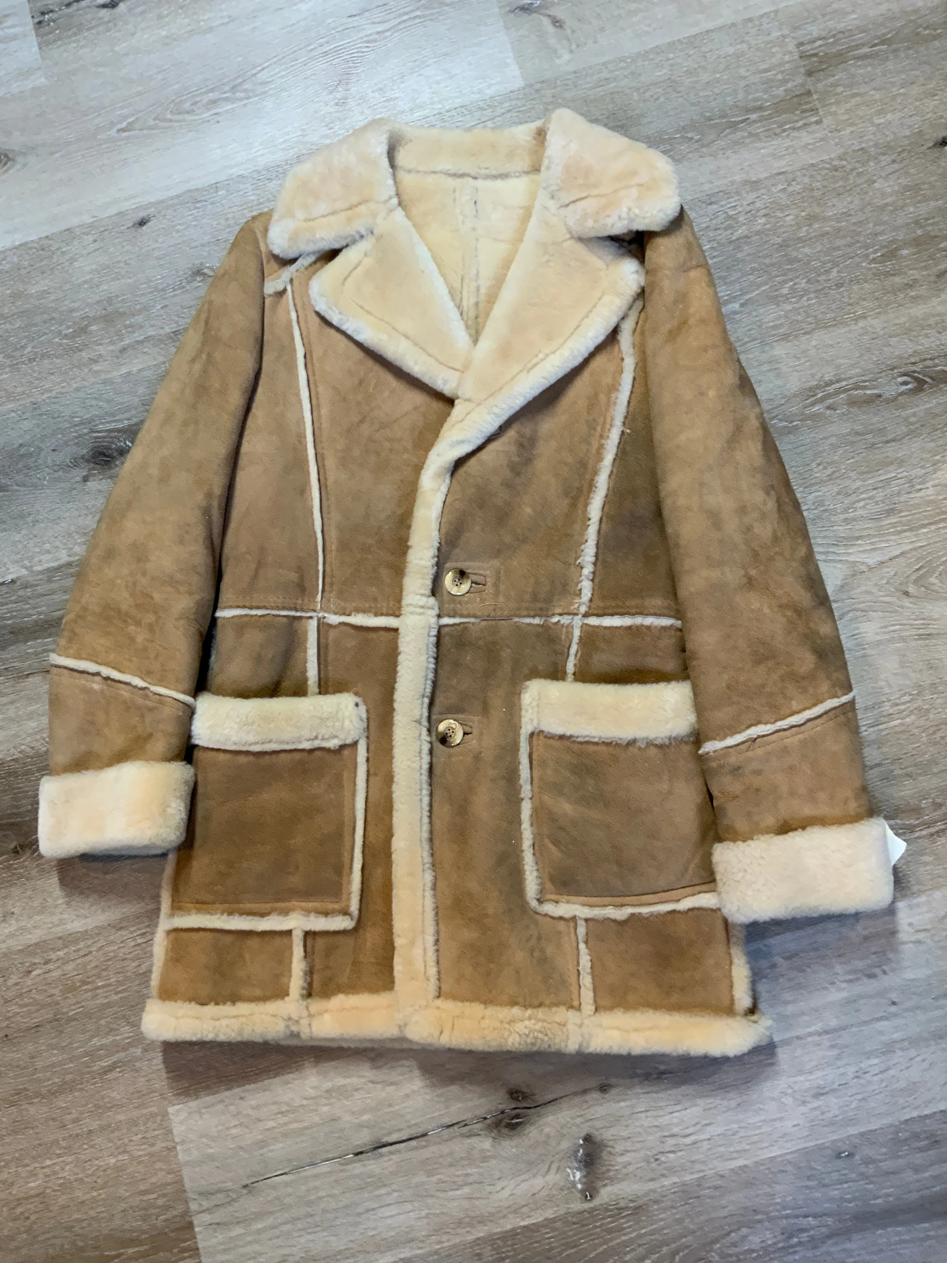 Vintage Leather Attic Light Brown Shearling Coat SOLD