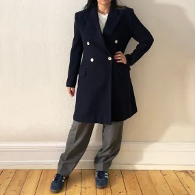 Vintage Navy Blue Wool Coat - Crisca