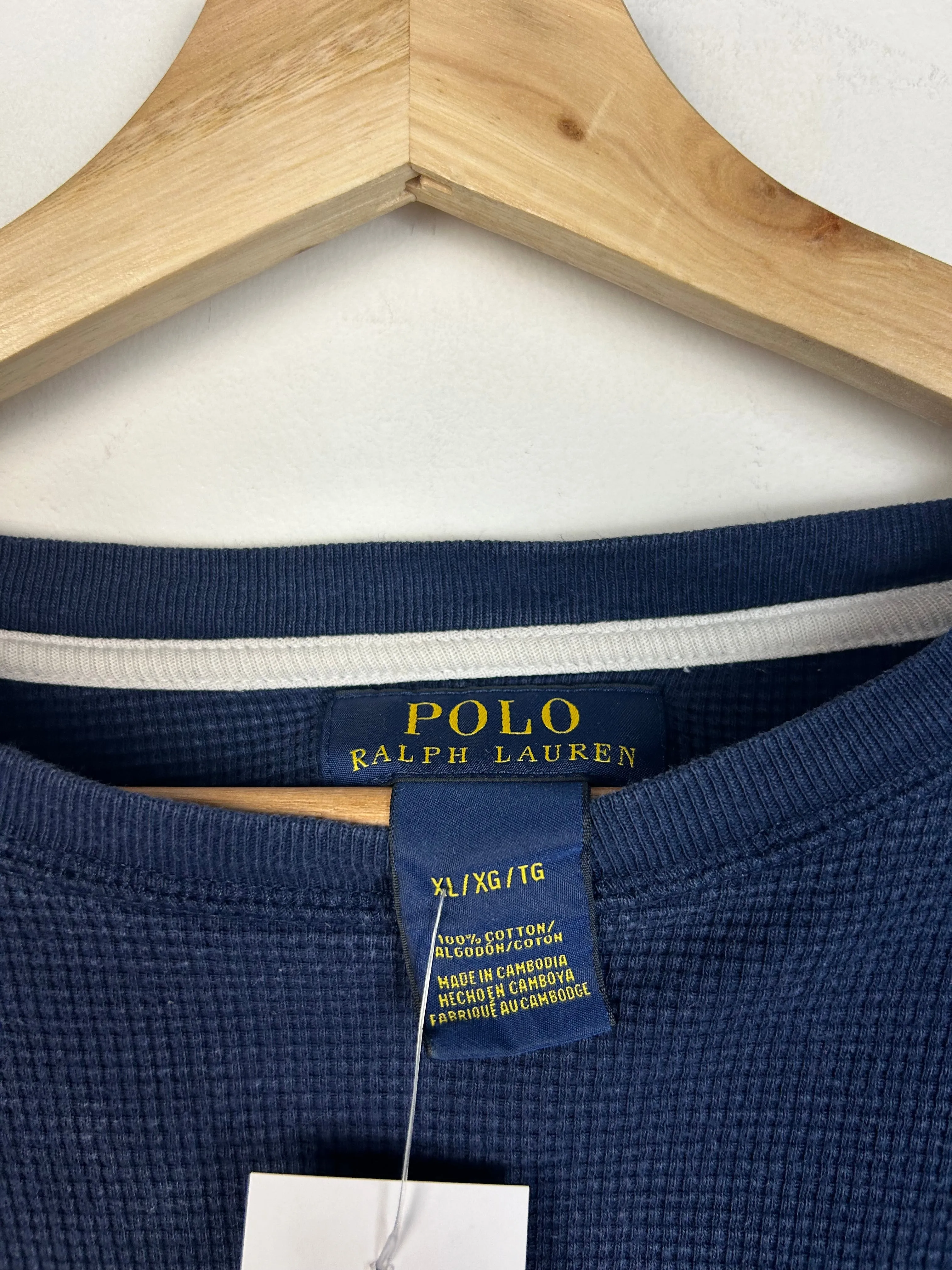 Vintage Y2K Polo Ralph Lauren Navy Thermal Long Sleeve