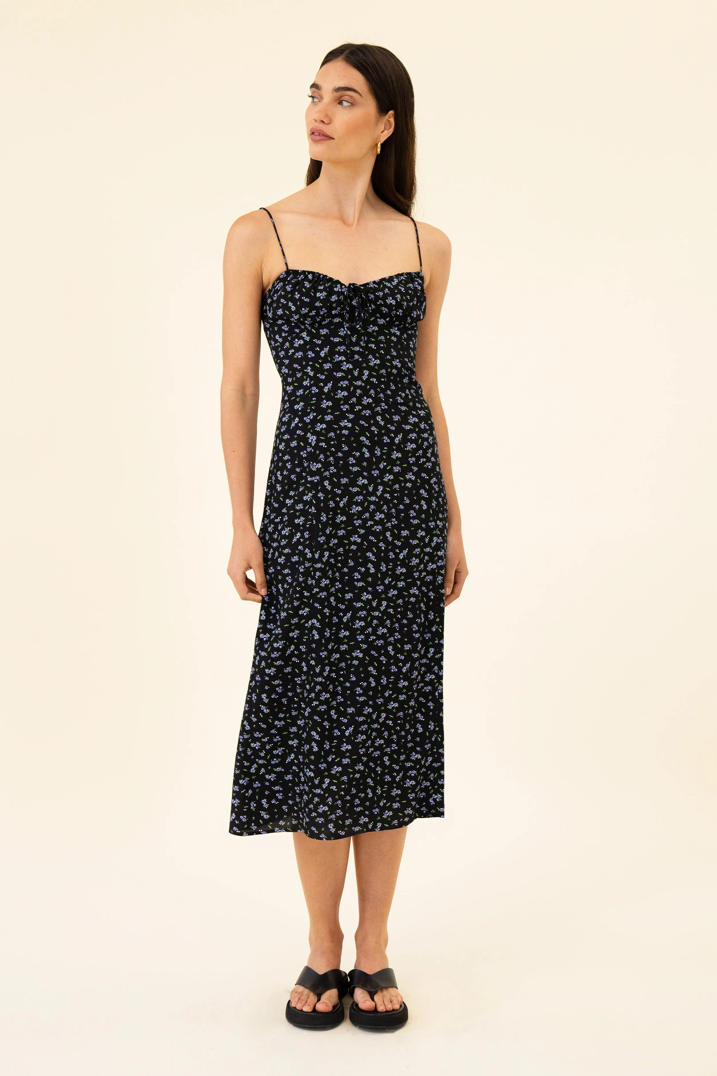 VIOLET DRESS - BLACK & LILAC FLEUR