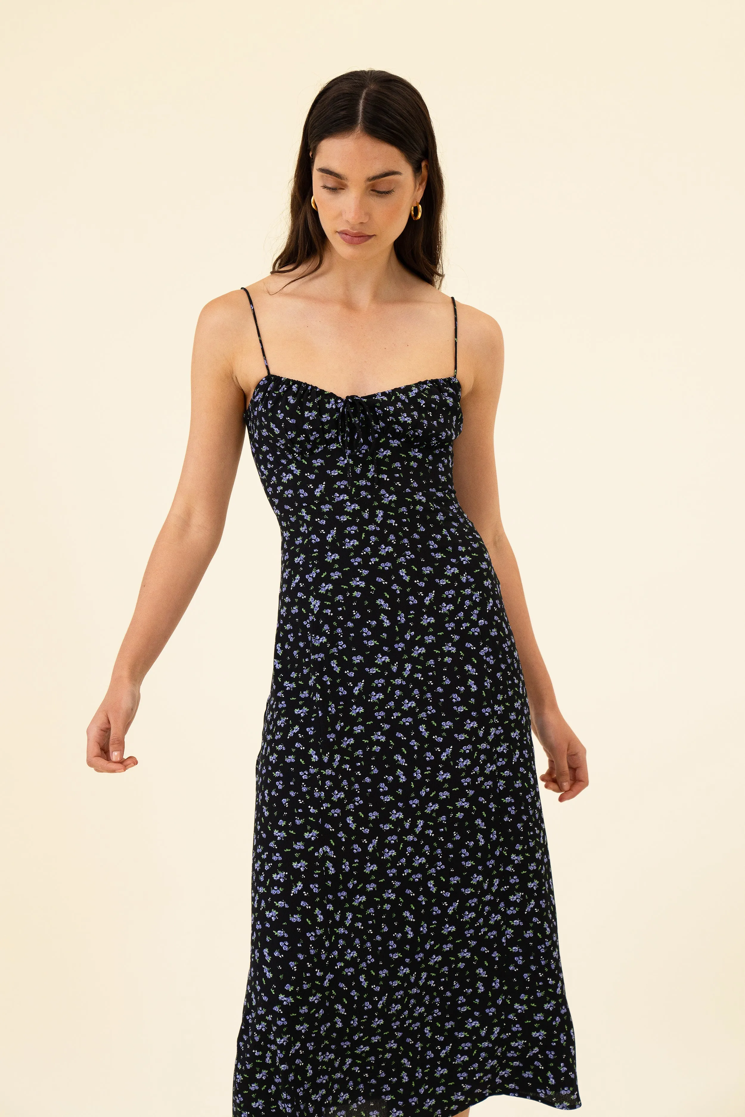 VIOLET DRESS - BLACK & LILAC FLEUR