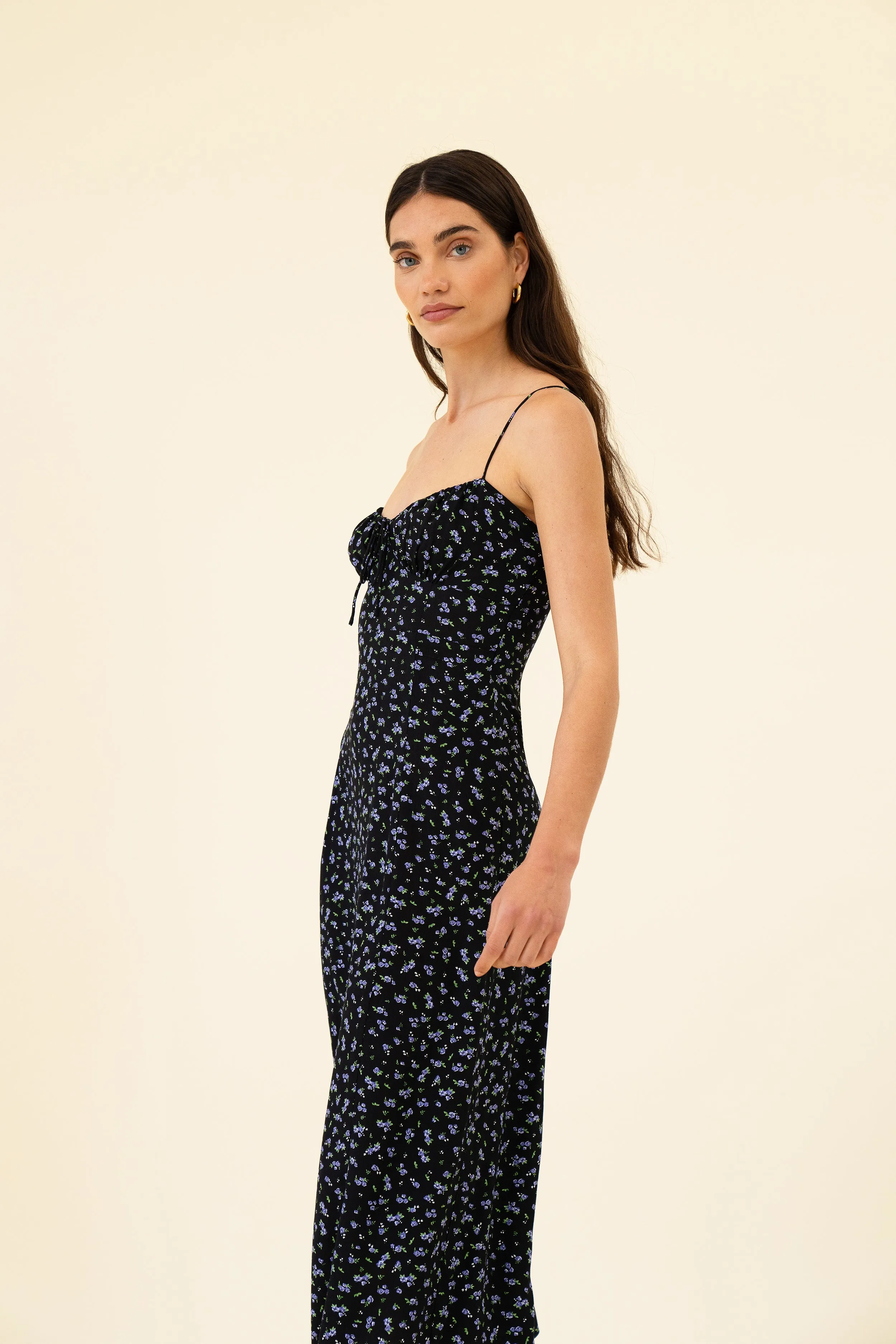VIOLET DRESS - BLACK & LILAC FLEUR