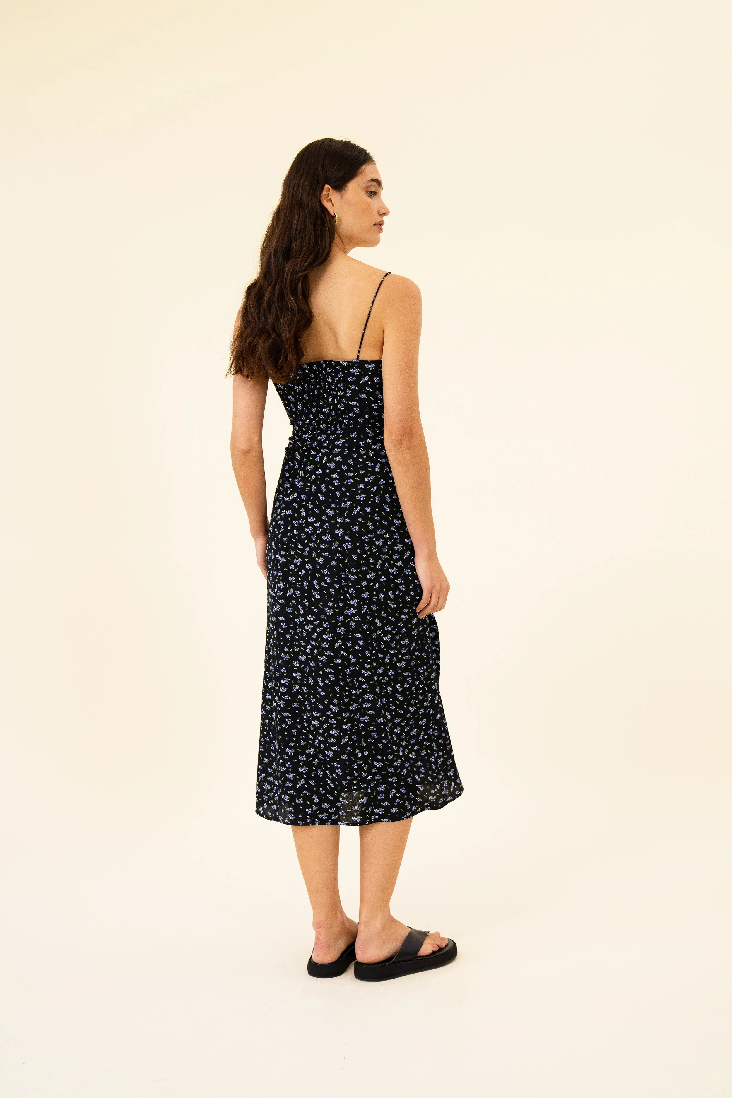 VIOLET DRESS - BLACK & LILAC FLEUR