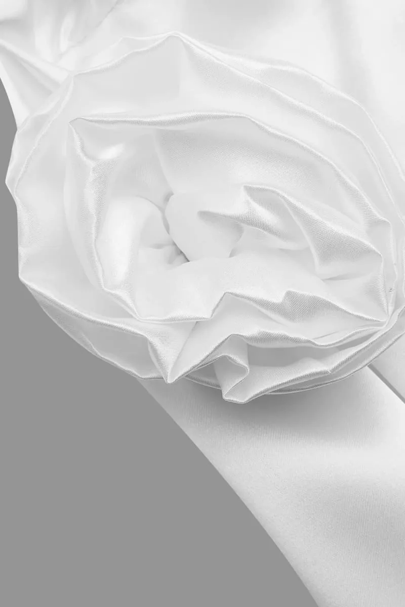 White Satin Cowlneck Short Dress