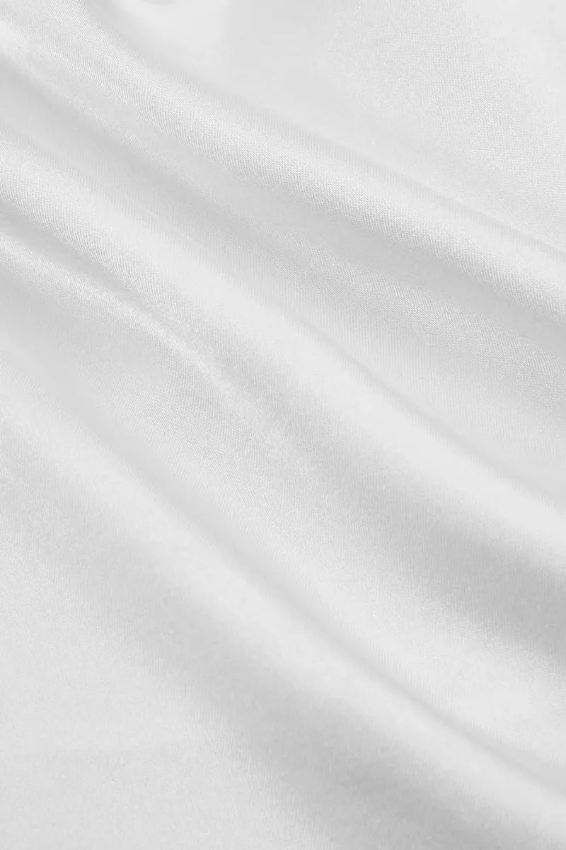 White Satin Cowlneck Short Dress