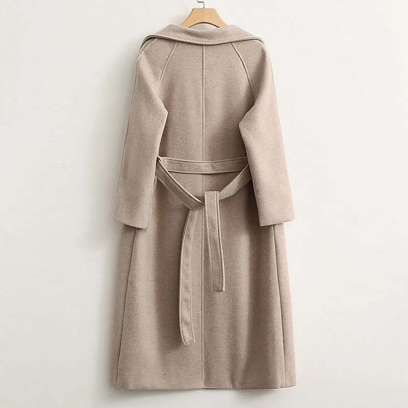 Winter Coat, Wool Coat, Long Wool Coat Women, Robe Coat Reina in Beige