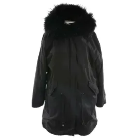 Witty Knitters Collections Rabbit Raccoon Natural Fur Parka Jacket Coat Size XS ladies