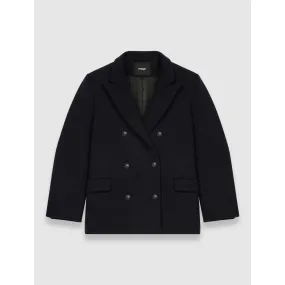 Women Oversized Wool Coat - Navy