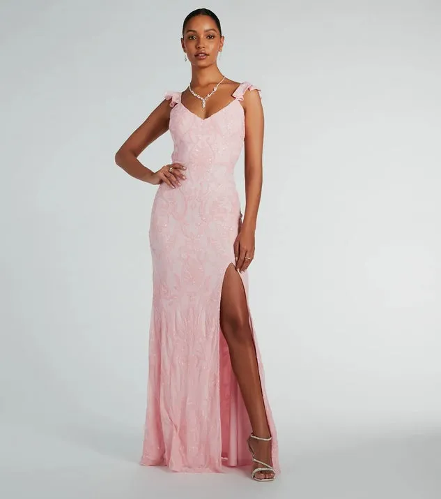 Women Sexy Sequined Backless Formal Dress