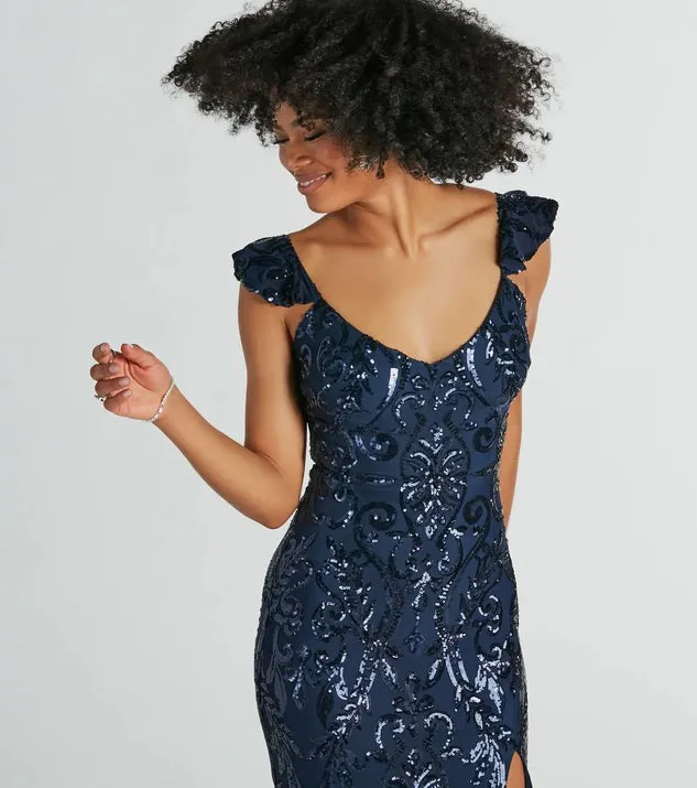 Women Sexy Sequined Backless Formal Dress