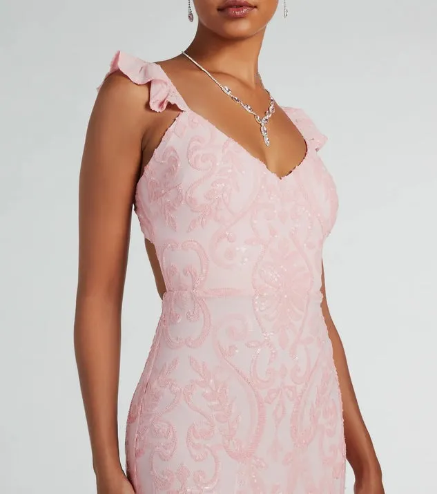 Women Sexy Sequined Backless Formal Dress