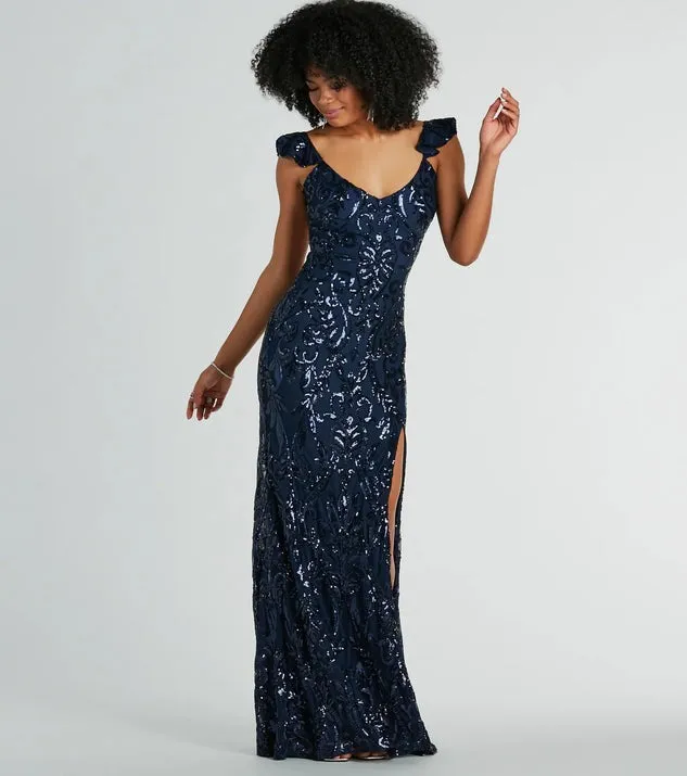 Women Sexy Sequined Backless Formal Dress