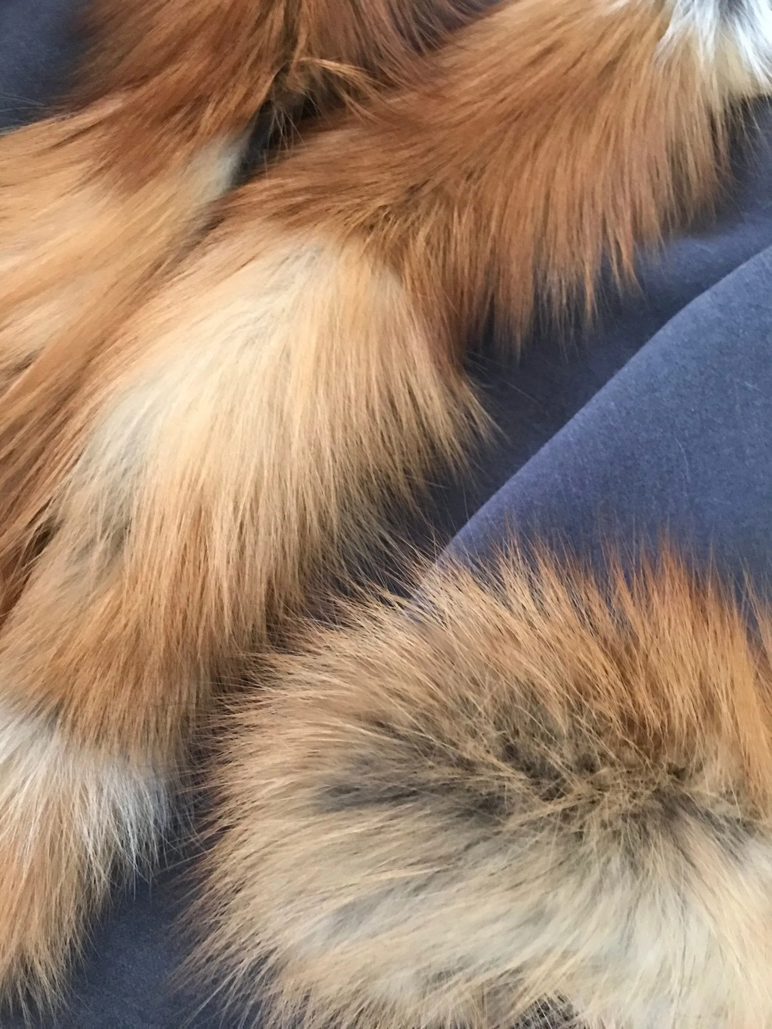 Women Short Grey Cape Woolen blend and trim fox fur