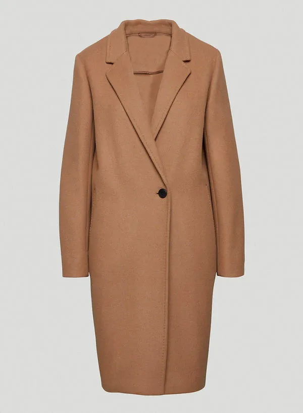 Women Wool Long Coat Green & Camel Color Style