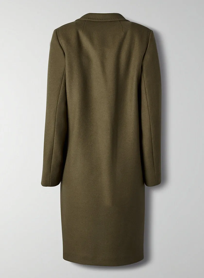 Women Wool Long Coat Green & Camel Color Style
