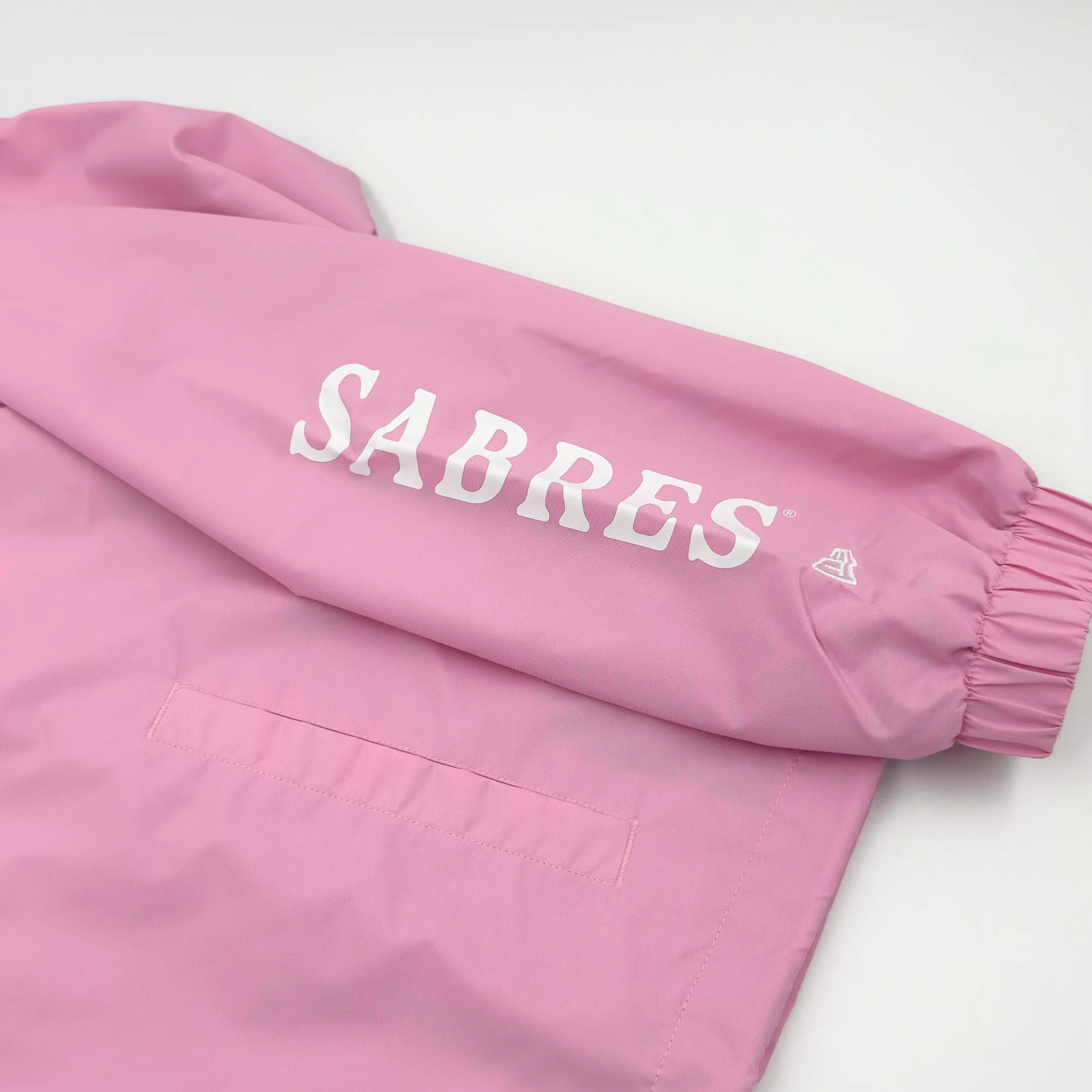 Women's New Era Sabres Pink Cropped Lightweight Button Jacket