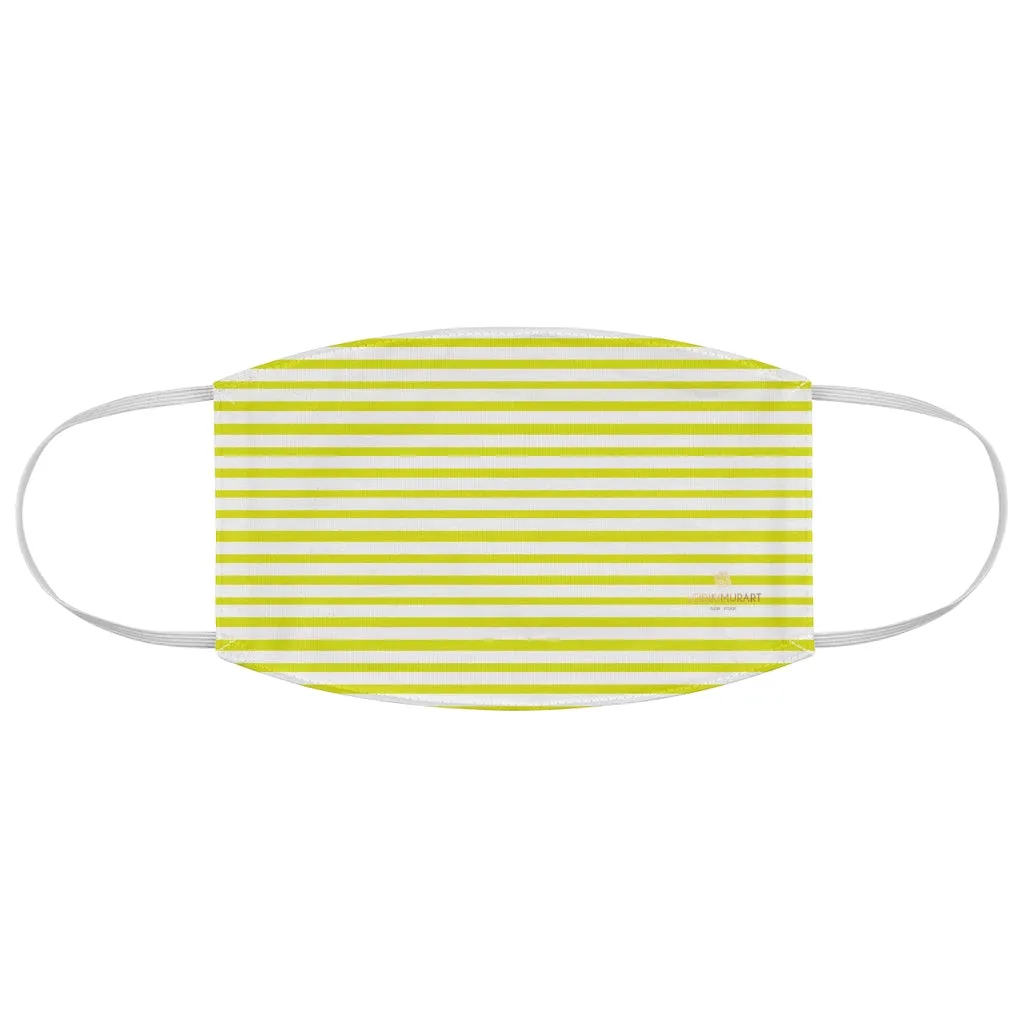 Yellow Horizontally Striped Face Mask, Designer Modern Fabric Face Mask-Made in USA