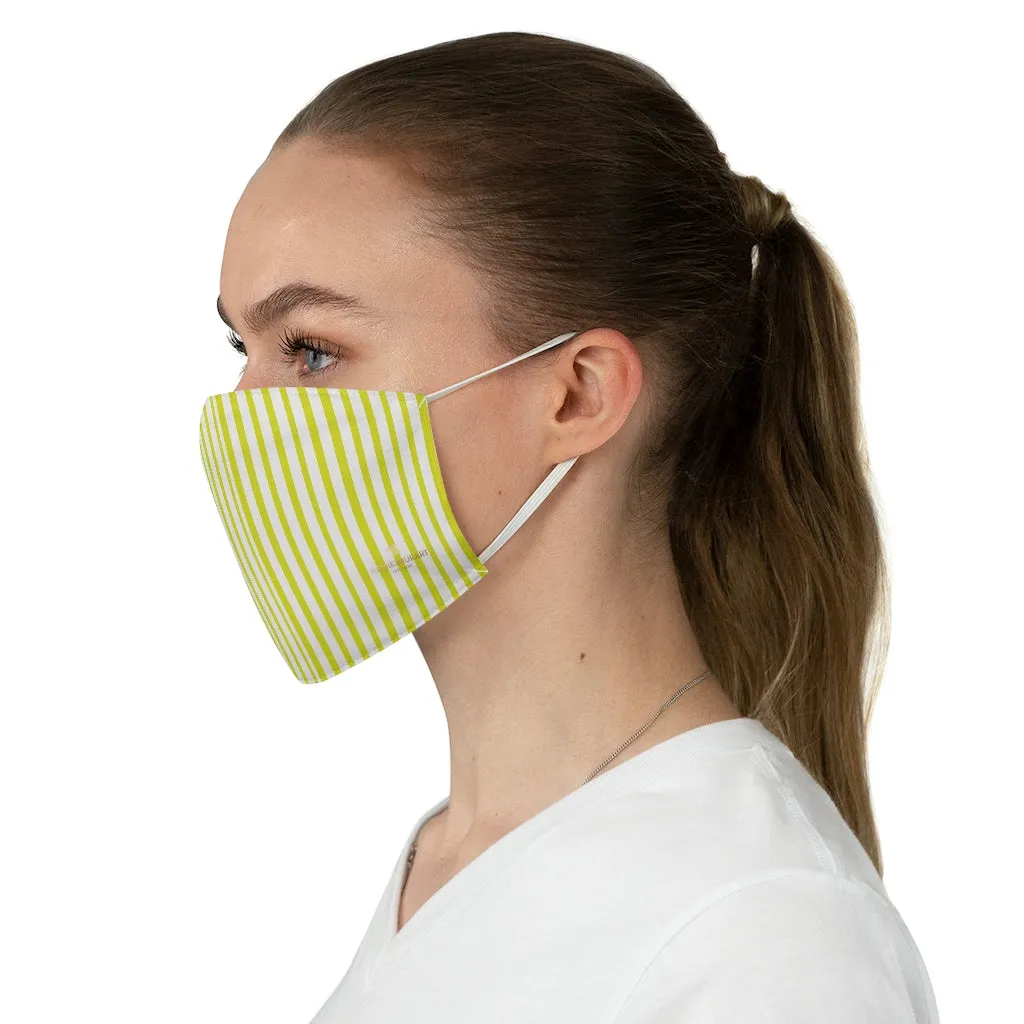 Yellow Striped Face Mask, Designer Vertically Stripes Modern Fabric Face Mask-Made in USA
