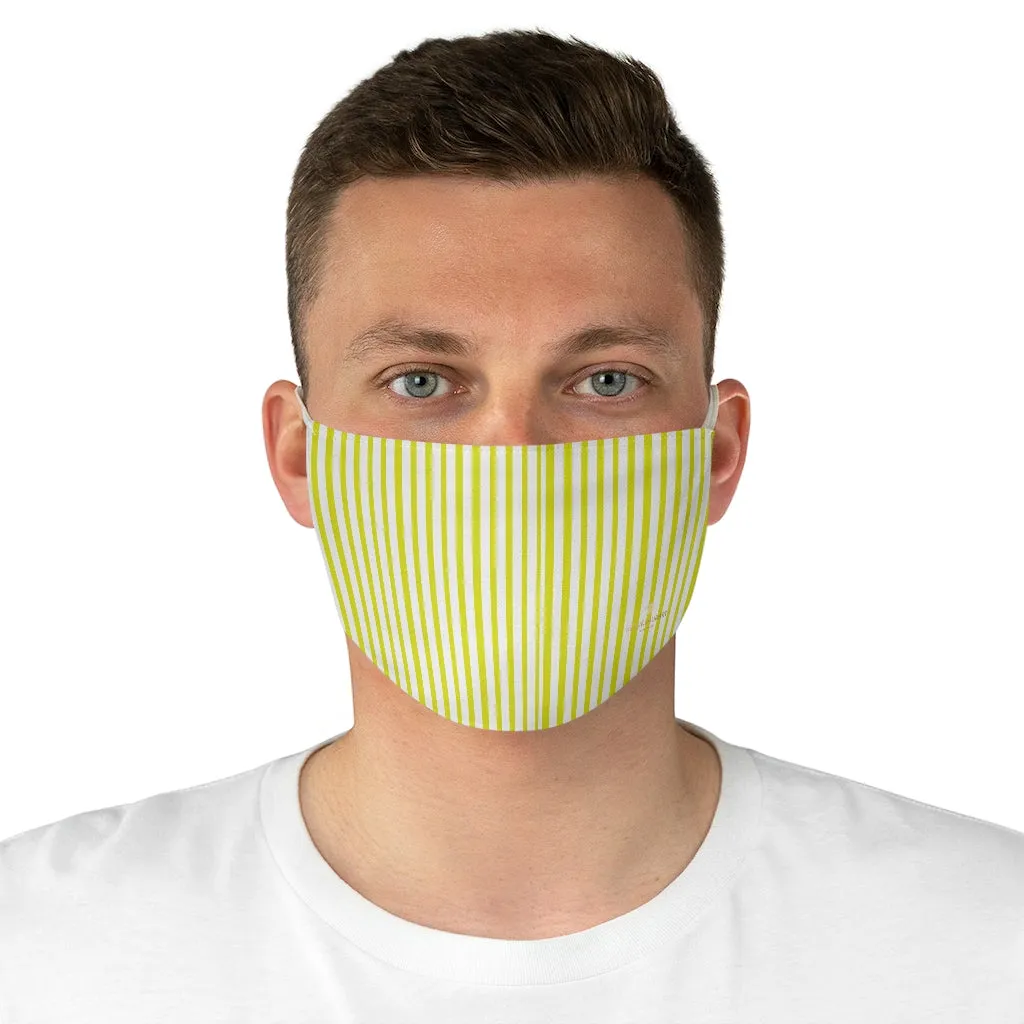 Yellow Striped Face Mask, Designer Vertically Stripes Modern Fabric Face Mask-Made in USA
