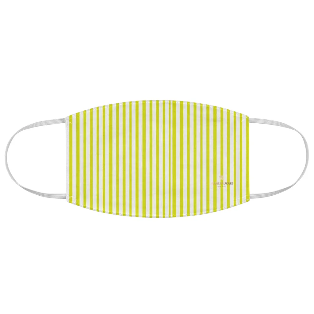 Yellow Striped Face Mask, Designer Vertically Stripes Modern Fabric Face Mask-Made in USA