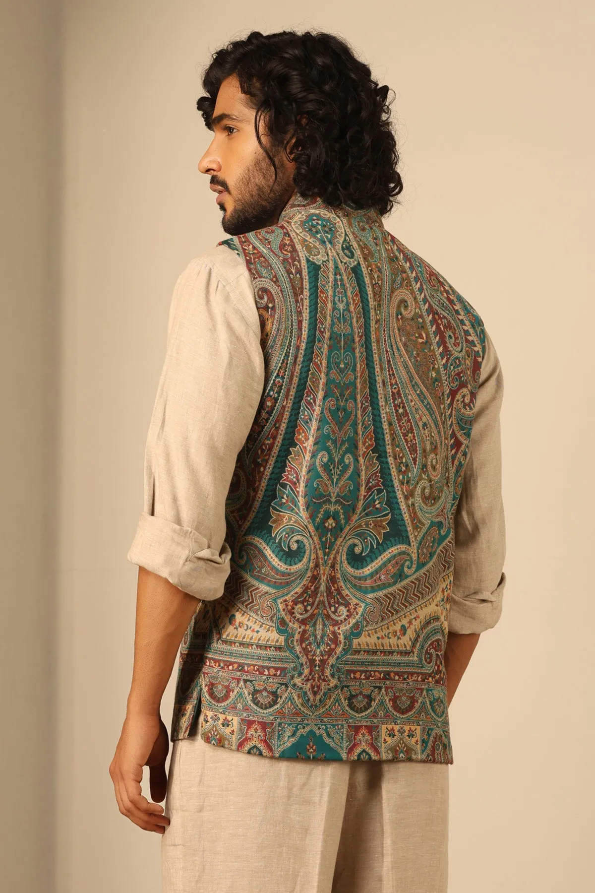 Yuvan Fine Wool Silk Waist Coat