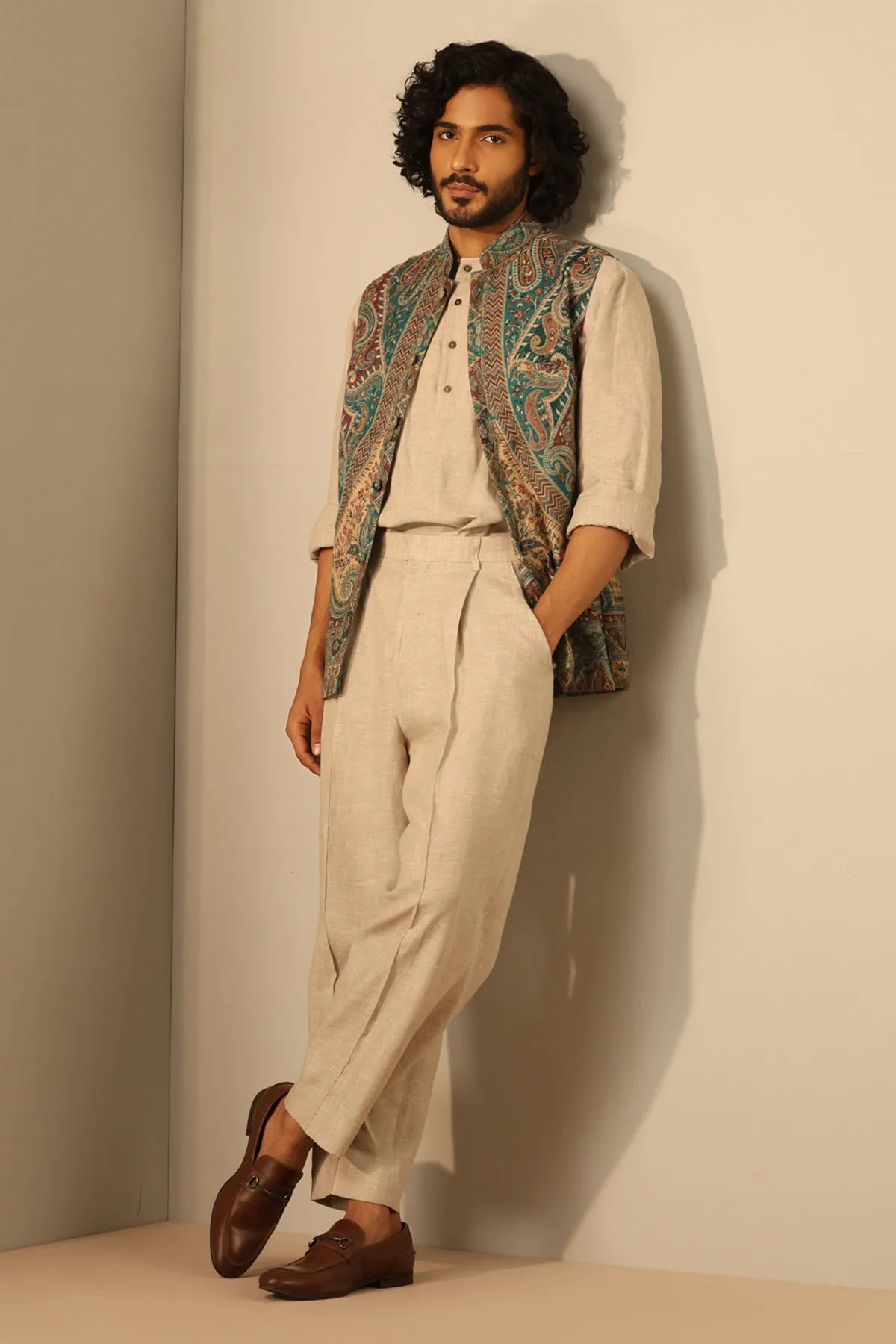 Yuvan Fine Wool Silk Waist Coat