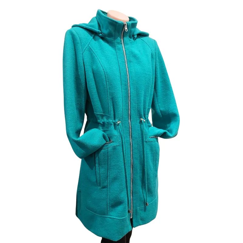 ZAFINA teal 50% wool coat, size 10